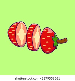 Strawberry Slices Cartoon Vector Illustration. Flat Cartoon Concept.
