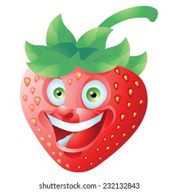 Strawberry smiling face expression cartoon character