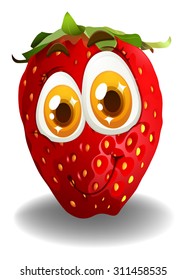 Strawberry with smiling face illustration
