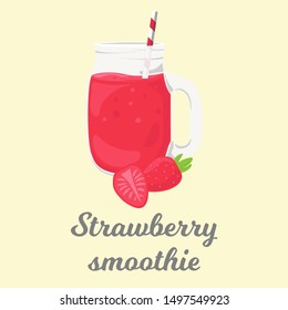 Strawberry smoothie cartoon vector clip-art. Colored isolated drink illustration.