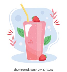 strawberry smoothie drink illustration design