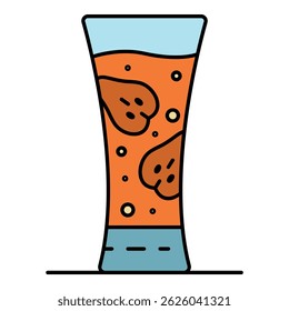 Strawberry smoothie glass icon. Outline strawberry smoothie glass vector icon color flat isolated on white