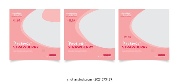 Strawberry Smoothie menu social media template