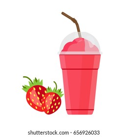 Strawberry Smoothie and Shake. Juice Vector Illustration. 