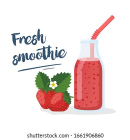 Strawberry Smoothie Template Menu Banner Healthy Stock Vector (Royalty ...