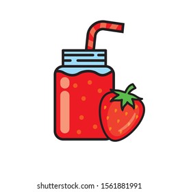 Strawberry smoothie vector illustration isolated on white background