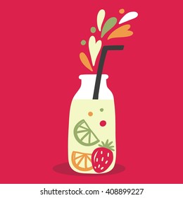 Strawberry smoothie vector print