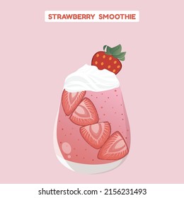 Strawberry smoothie,Isolated vector illustration.Refreshing drinks.sweet drinks.