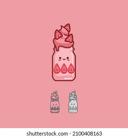 Strawberry Smoothies Icon Character with vector Illustration. Colorful, color variations, editable, and resizable.