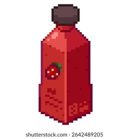 Strawberry smoothies juice in a bottle that so sweet and refreshing to drink vector pixel art for game, icon, element, sticker, advertising