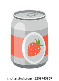Strawberry soda icon. Juice from natural and organic products, fresh berries. Vitamins and useful elements. Symbol of relaxation in exotic and tropical countries. Cartoon flat vector illustration