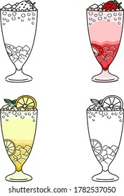 Strawberry soda and lemonade soda. 