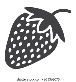 Strawberry solid icon, fruit and diet, vector graphics, a glyph pattern on a white background, eps 10.