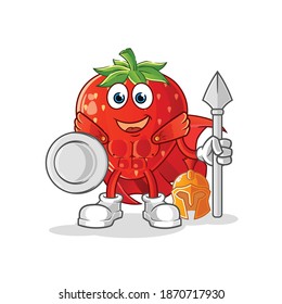 strawberry spartan character. cartoon mascot vector