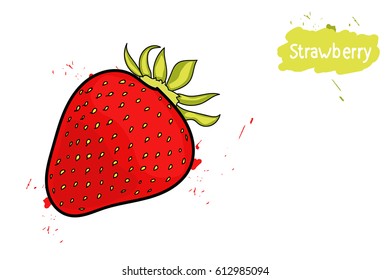 strawberry. splashes of juice. the drawing hands.