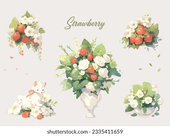 A strawberry splendor set in vector.