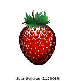 Strawberry with stalk. Realistic icon. Vector illustration