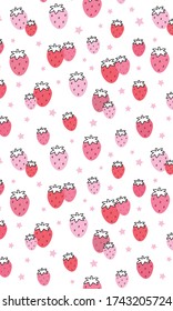 Strawberry star Pattern, Red pink seamless strawberry, Strawberry white Background, Strawberry Wallpaper Love Cards Vector Stock Vector Illustration.