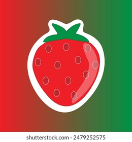 Strawberry Sticker Art Design - Vector Illustration