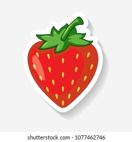 Pegatina de fresa en la ilustración de fondo blanco