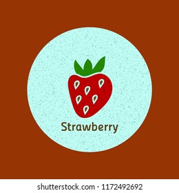 Strawberry stiker on a texture background.