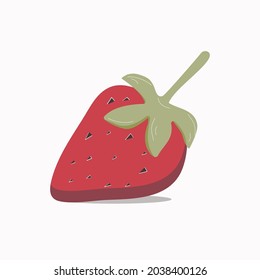 Strawberry summer fruit illustration, flat style icon for strawberry, strawberry vector cartoon shape design, EPS 10 editable vector.