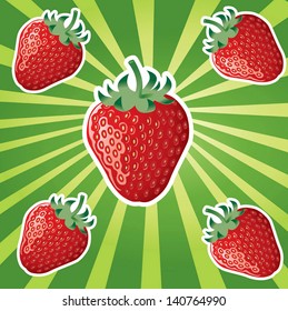 Strawberry and sunburst-vector illustration