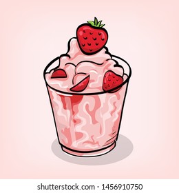 Strawberry sundae ice cream vector design
