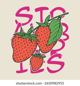 Strawberry sweatshirt fruits print design, vintage hand drawn fruits print design, summer t-shirt design, sweatshirt fruit print design, fruit print artwork, women's t-shirt, women's food fashion