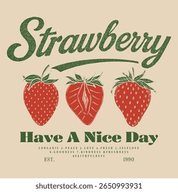 Strawberry sweatshirt fruits print design, vintage hand drawn fruits print design, summer t-shirt design, sweatshirt fruit print design, fruit print artwork, women's t-shirt, women's food fashion