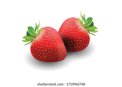  Fresa. Fruta dulce. Iconos vectoriales 3d establecidos. Ilustración realista