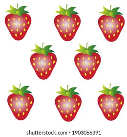 Strawberry. Sweet fruit. 3d vector icons set. Realistic illustration. Isolated on white. EPS 10.