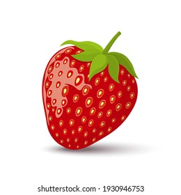 Strawberry Sweet fruit flat style, Strawberry icon isolated on White background, vector illustration.