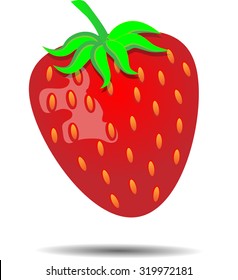 Strawberry. Sweet isolated red juicy fresh, vector illustration