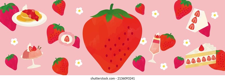 Afiche de la ilustración de Strawberry Sweets Fair Watercolor