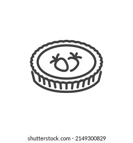 Strawberry tart line icon. linear style sign for mobile concept and web design. Strawberry pie outline vector icon. Symbol, logo illustration. Vector graphics