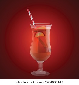 Strawberry Tea in a transparent glass with Straw