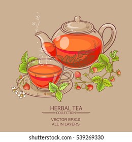 strawberry tea vector illustration