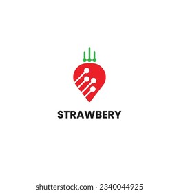 Strawberry Technology Logo Design Template