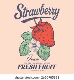 Strawberry Tee Shirt, vintage hand drawn fruits print design, fruit print artwork, summer t-shirt design, women's t-shirt, Strawberry Lovers Shirt, Retro Strawberry T-Shirt, Trendy Strawberry Tee