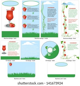 strawberry template design - brochure design, CD cover design and business card design in one package and fully editable.