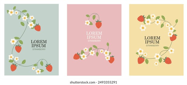 Strawberry templates for use in designing prints, banners, posters, and holiday cards. including online media as well