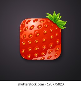 Strawberry texture icon stylized like mobile app. Vector illustration. 