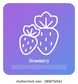 Strawberry thin line icon. Berries. Healthy organic food. Vector illustration.