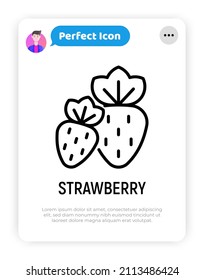 Strawberry dünne Linie Symbol. Beeren. Gesunde Bio-Lebensmittel. Vektorgrafik.