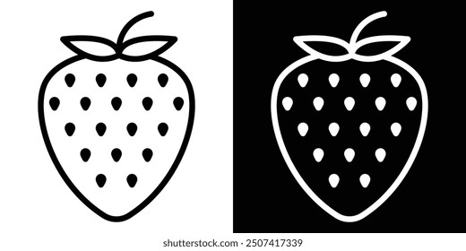 Strawberry thin line vector icon set.