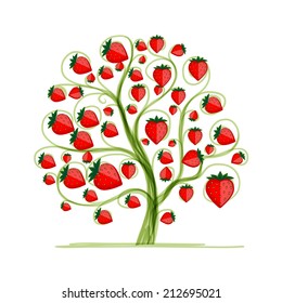 Strawberry tree for your design. Vector illustration