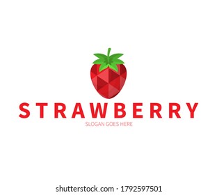 Strawberry with Triangle Pattern Logo Concept. Vector Design Illustration. Symbol and Icon Vector Template.