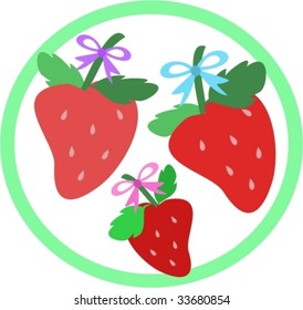 Strawberry Trio in Circle Vector