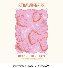 Strawberry T-Shirt, Trendy Strawberry Tee, Strawberry Lover, fruit printing, typography, and calligraphy, aesthetic Fruit vintage t-shirt design, Fruit vintage t-shirt design, Retro T-Shirt